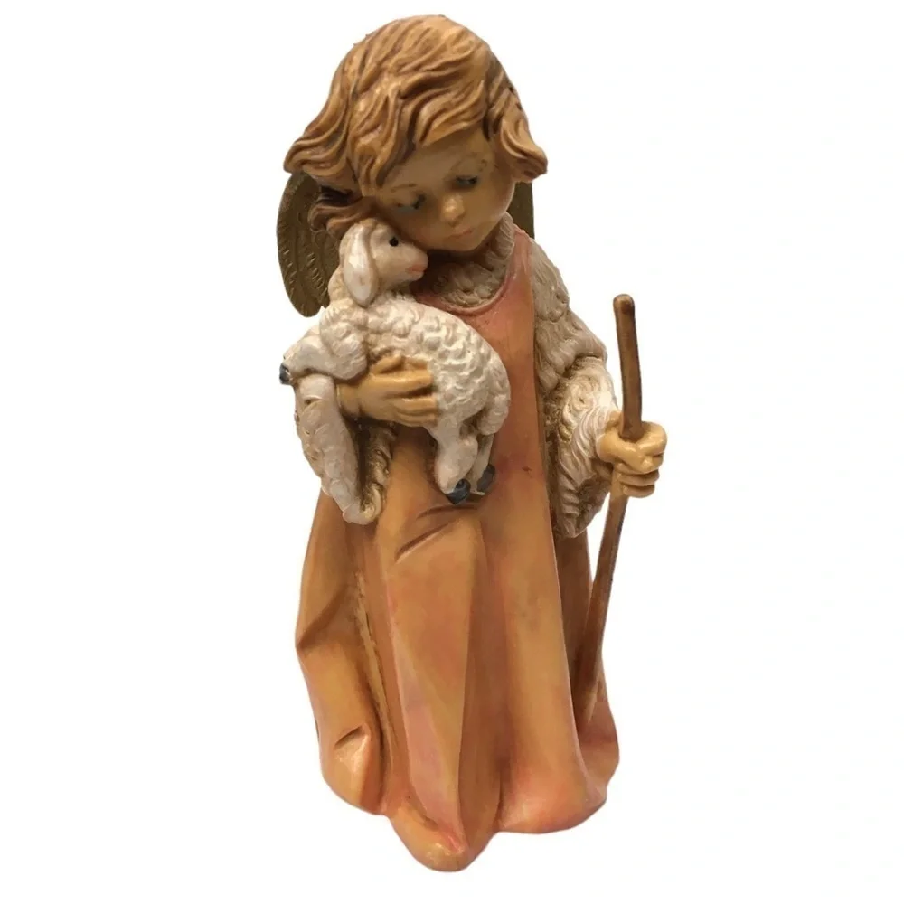 VINTAGE 90s Fontanini Nativity Figurine #662 Little Angel Shepherd Lamb 1993
